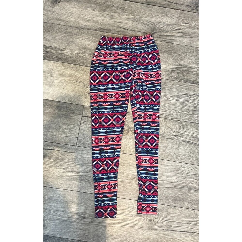 NoBo Small (3-5) Pink Blue and Purple Aztec Pattern‎ Leggings